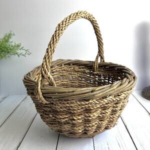 Vintage Handcrafted Woven Basket Signed 1994 JE Schanz (Joanna E.) Amana Iowa